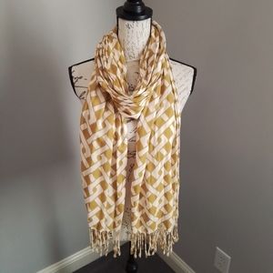 Spartina 449 Mustard Yellow & Cream Geometric Print Scarf - OS